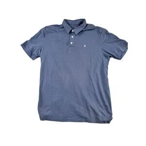 men's Volcom Polo large navy blue short sleeve excellent